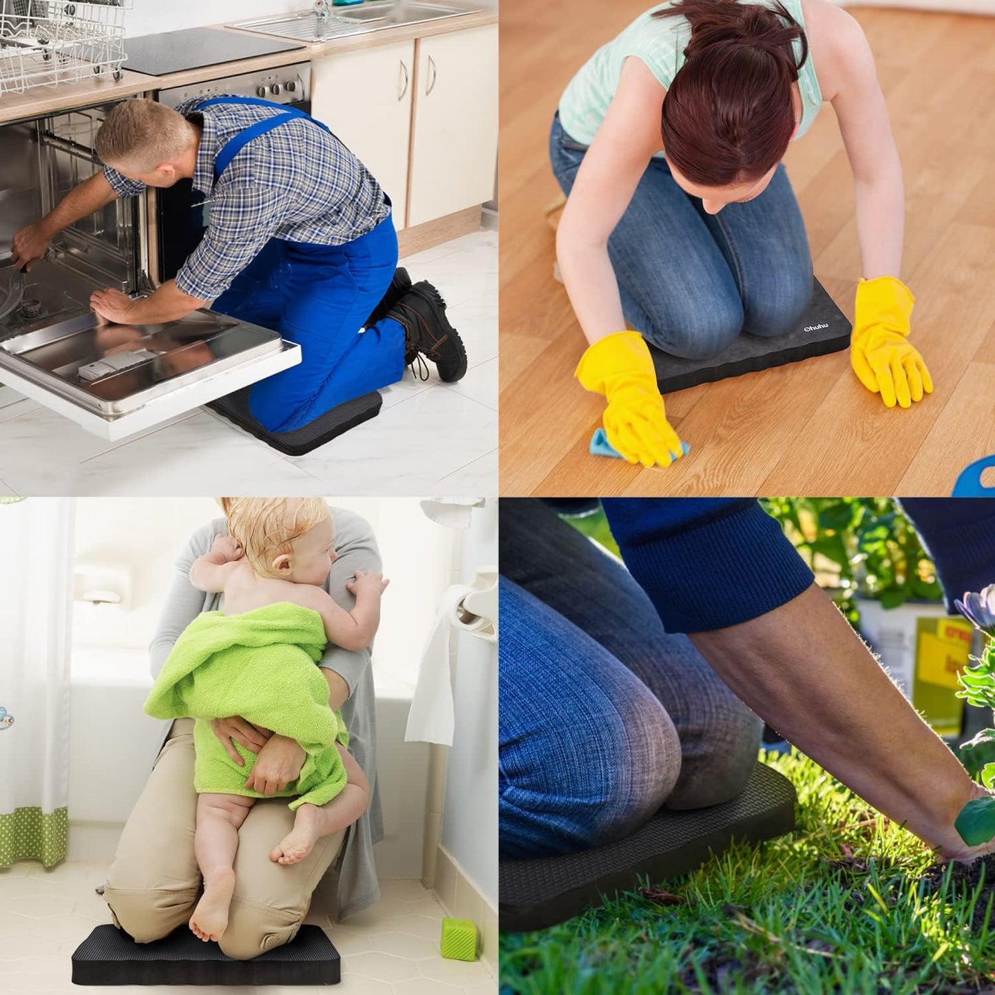 Ohuhu Premium Thick Kneeling Pad, Large Comfortable Gardening Knee Pad Kneeling Mat with 2 Different Surfaces, Extra Thick Knee Cushion for Gardening, Work, Baby Bath, Exercise, 43 x 28 x 3.8cm