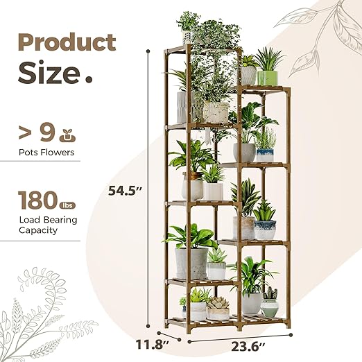 Bamworld Plant Stand Indoor Tall Plant Shelf