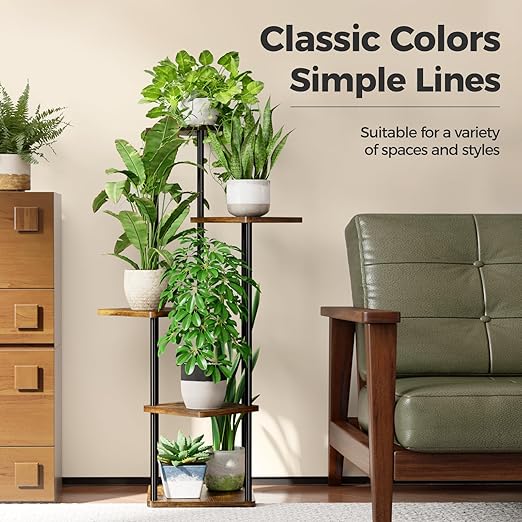 Bamworld Corner Plant Stand Indoor, 5 Tier Metal Plant Shelf