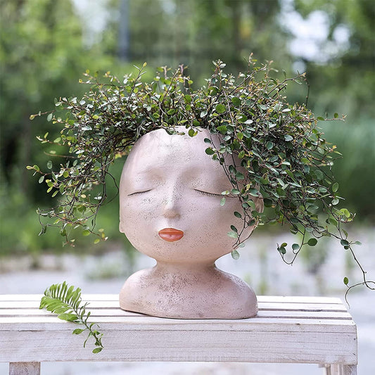 Flower Pot Face Head Planter Cute Resin Pots Indoor Outdoor Succulent Planters