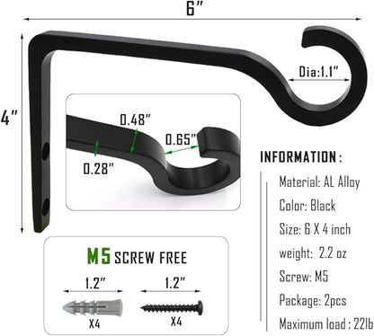 QIEGL Hanging Plant Bracket 6inch Metal Plant Hook