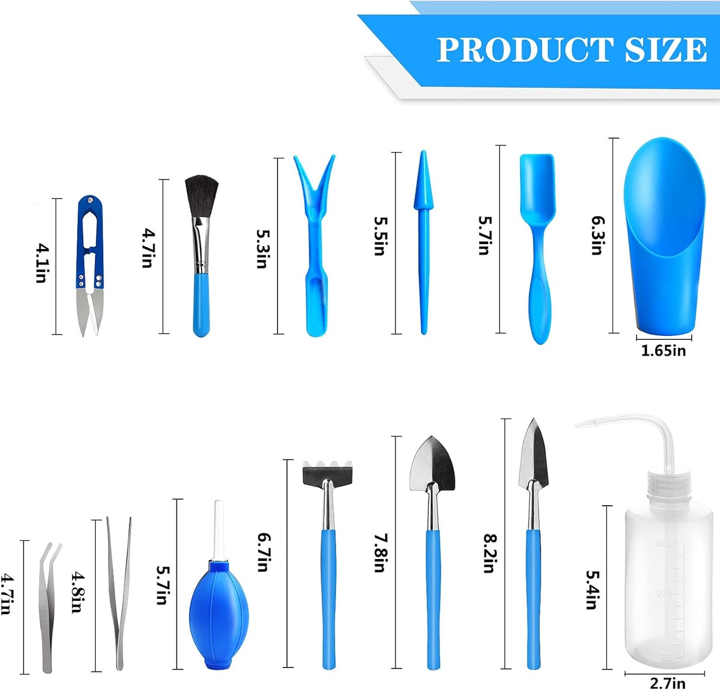 Succulent Tools, 13 Pcs Mini Garden Tool Set, Transplanting Tools Set,Succulent Care kit for Succulent Miniature Gardening Plant, Black