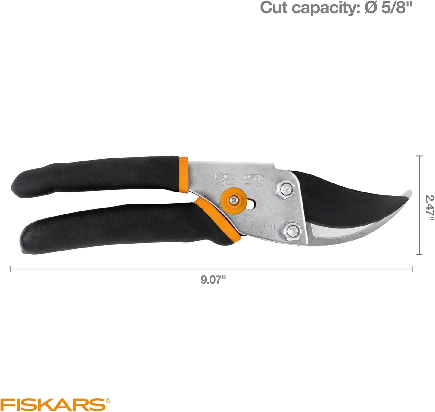 Fiskars Gardening Tools: Bypass Pruning Shears, Sharp Precision-ground Steel Blade, 5/8” Plant Clippers (91095935J)