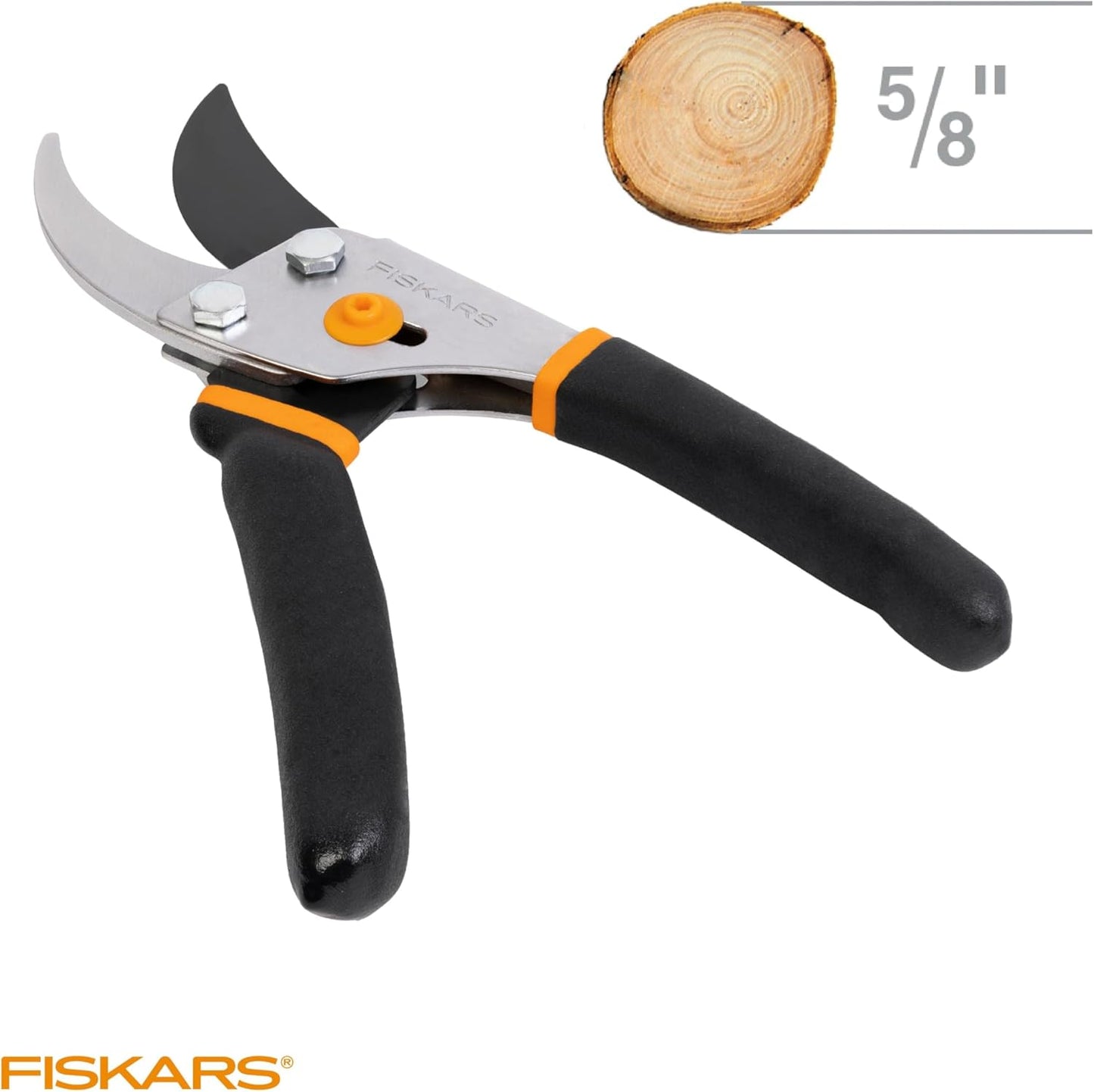 Fiskars Gardening Tools: Bypass Pruning Shears, Sharp Precision-ground Steel Blade, 5/8” Plant Clippers (91095935J)