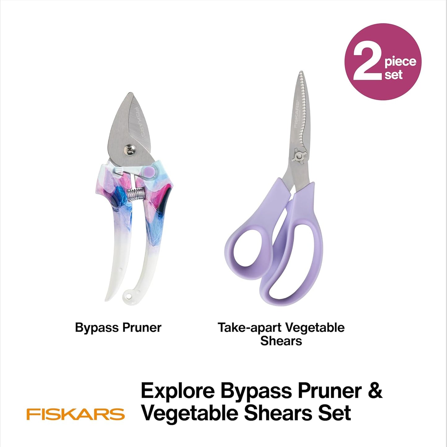 Fiskars Gardening Tools: Bypass Pruning Shears, Sharp Precision-ground Steel Blade, 5/8” Plant Clippers (91095935J)