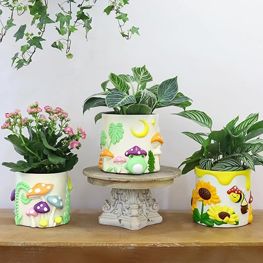Colorful Mushrooms Planters Cute Unique Rainbow Planter