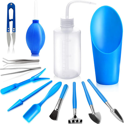 Succulent Tools, 13 Pcs Mini Garden Tool Set, Transplanting Tools Set,Succulent Care kit for Succulent Miniature Gardening Plant, Black
