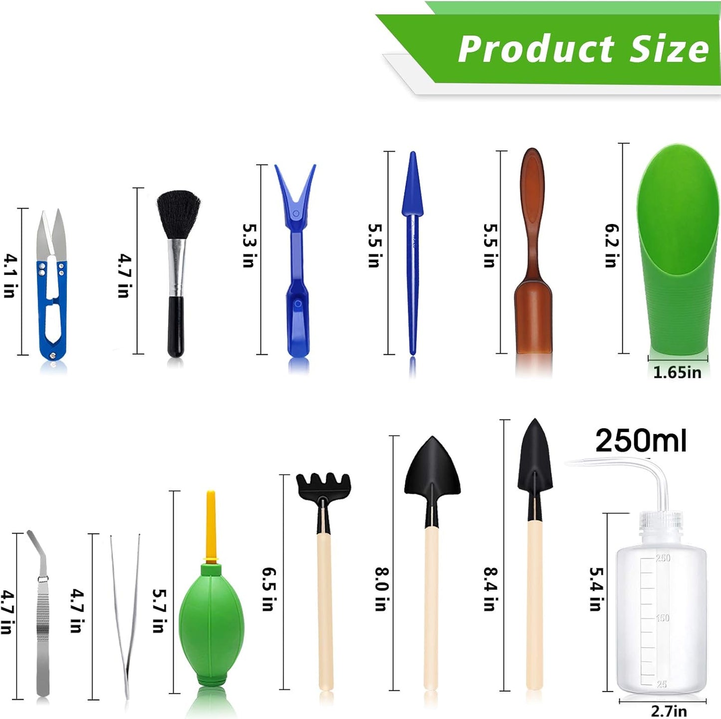 Succulent Tools, 13 Pcs Mini Garden Tool Set, Transplanting Tools Set,Succulent Care kit for Succulent Miniature Gardening Plant, Black
