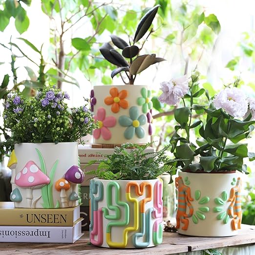 Colorful Mushrooms Planters Cute Unique Rainbow Planter