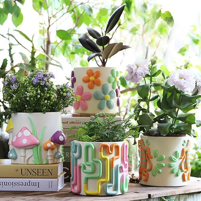 Colorful Mushrooms Planters Cute Unique Rainbow Planter
