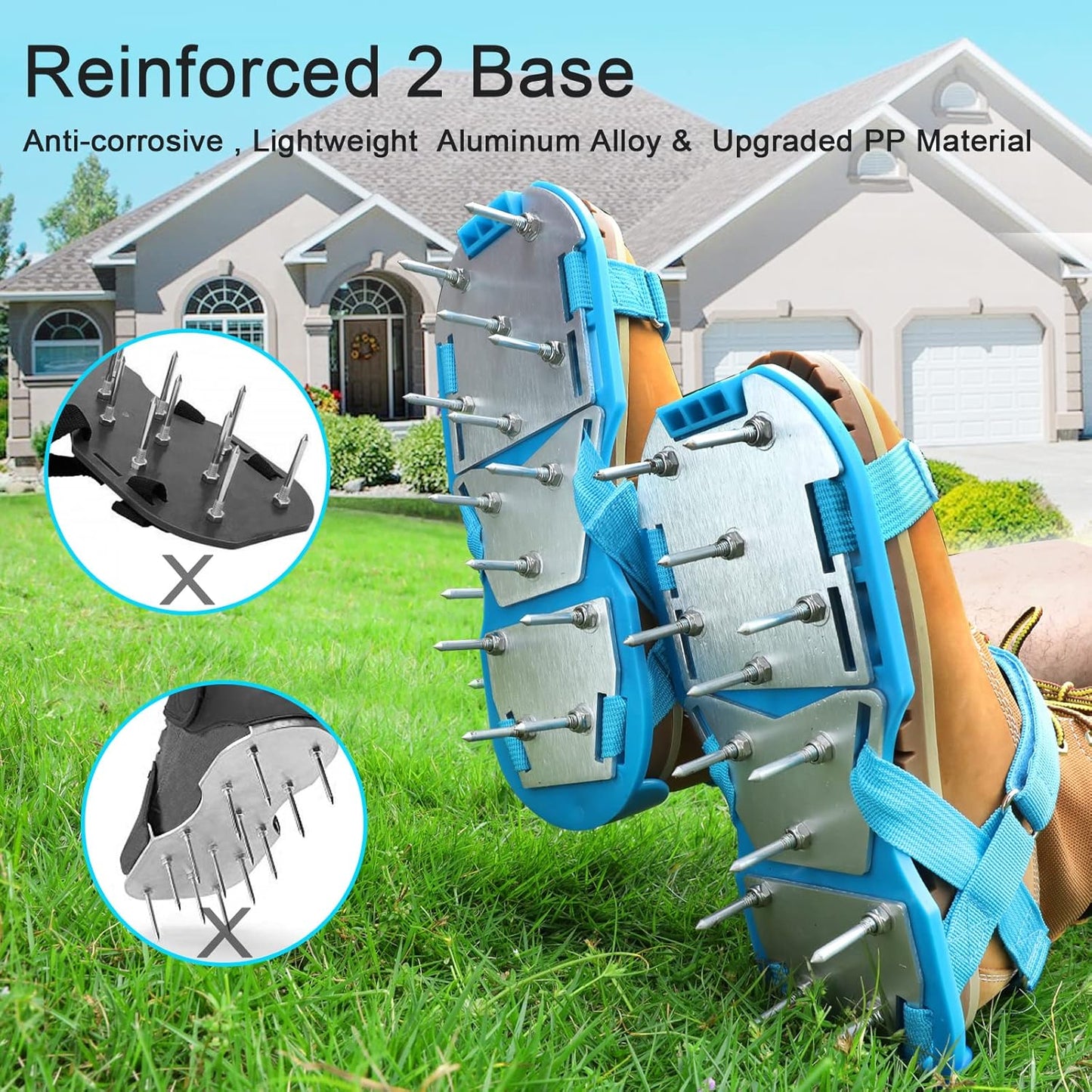 Lawn Aerator Shoes - Fully Assembled Soil Aeration Shoe Pair - Yard Aerator Tool for Aerating Patio Garden Grass Lawn